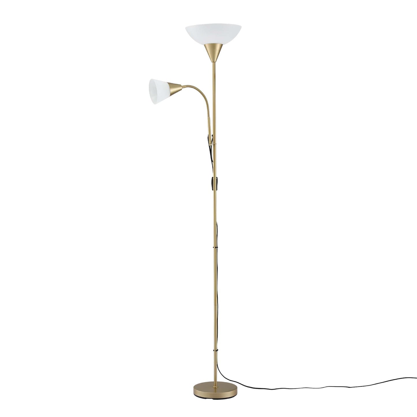 Artiss Gold Floor Lamp with Reading Light | Mother and Child Standing Lamp with 360 Flexible Gooseneck, Individual Switch & Plate Shade, E27 & E14 Bulb (Not Included) Home Living Room Office Reading