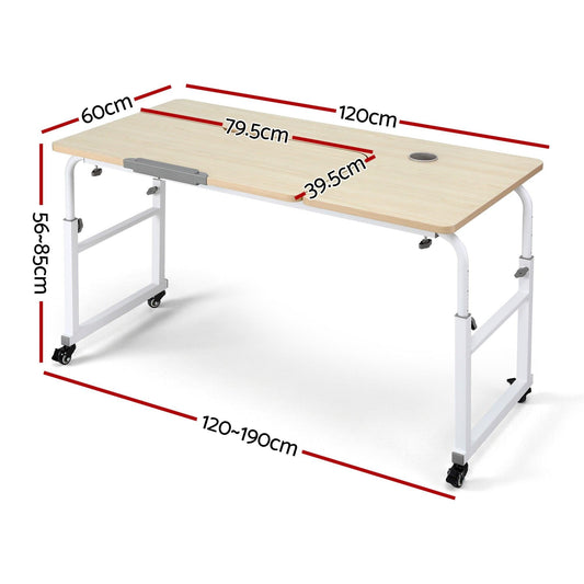 Artiss Mobile Laptop Desk Overbed Table Adjustable Computer Stand Bedside Cart.