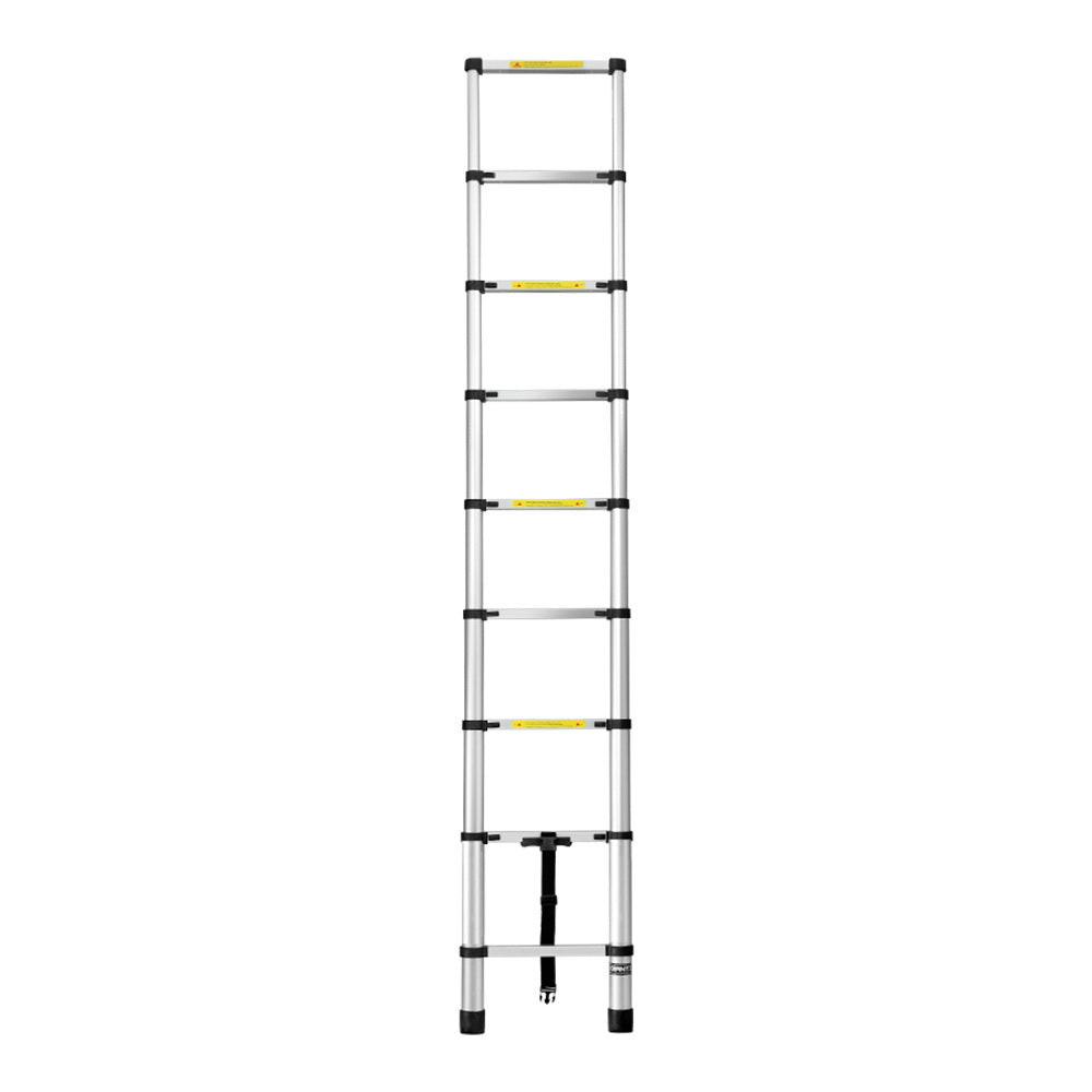 Giantz 2.6M Telescopic Ladder Aluminium Extension Extendable Steps Adjustable Height.