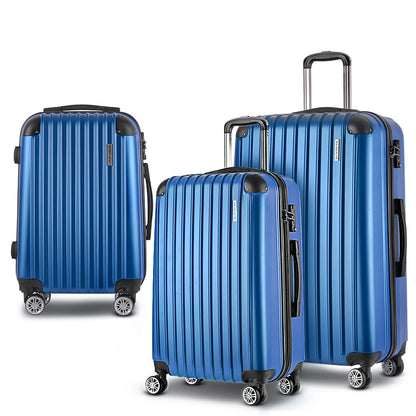 Wanderlite 3 Set Luggage 20-24-28 Inch with TSA Lock Spinner Hard Shell Travel Suitcase Luggage Organiser Case Blue.