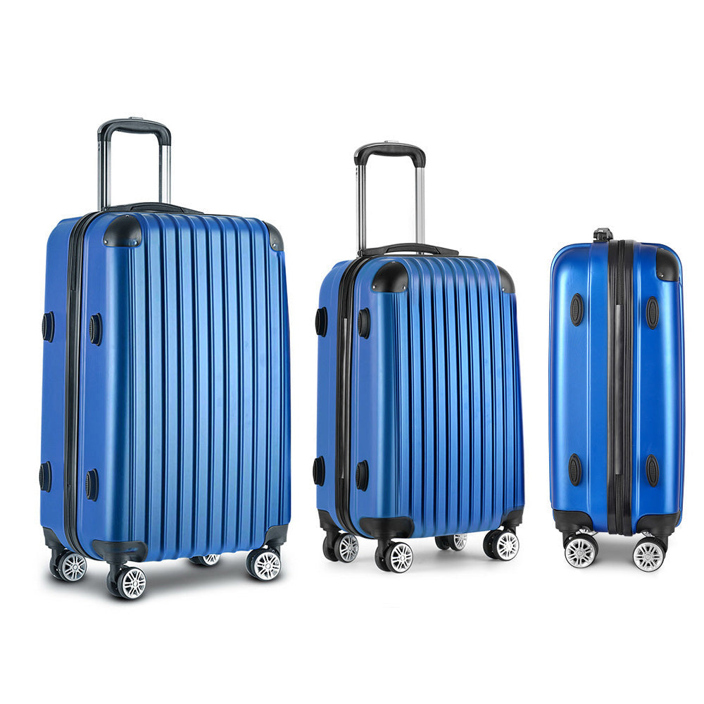 Wanderlite 3 Set Luggage 20-24-28 Inch with TSA Lock Spinner Hard Shell Travel Suitcase Luggage Organiser Case Blue.
