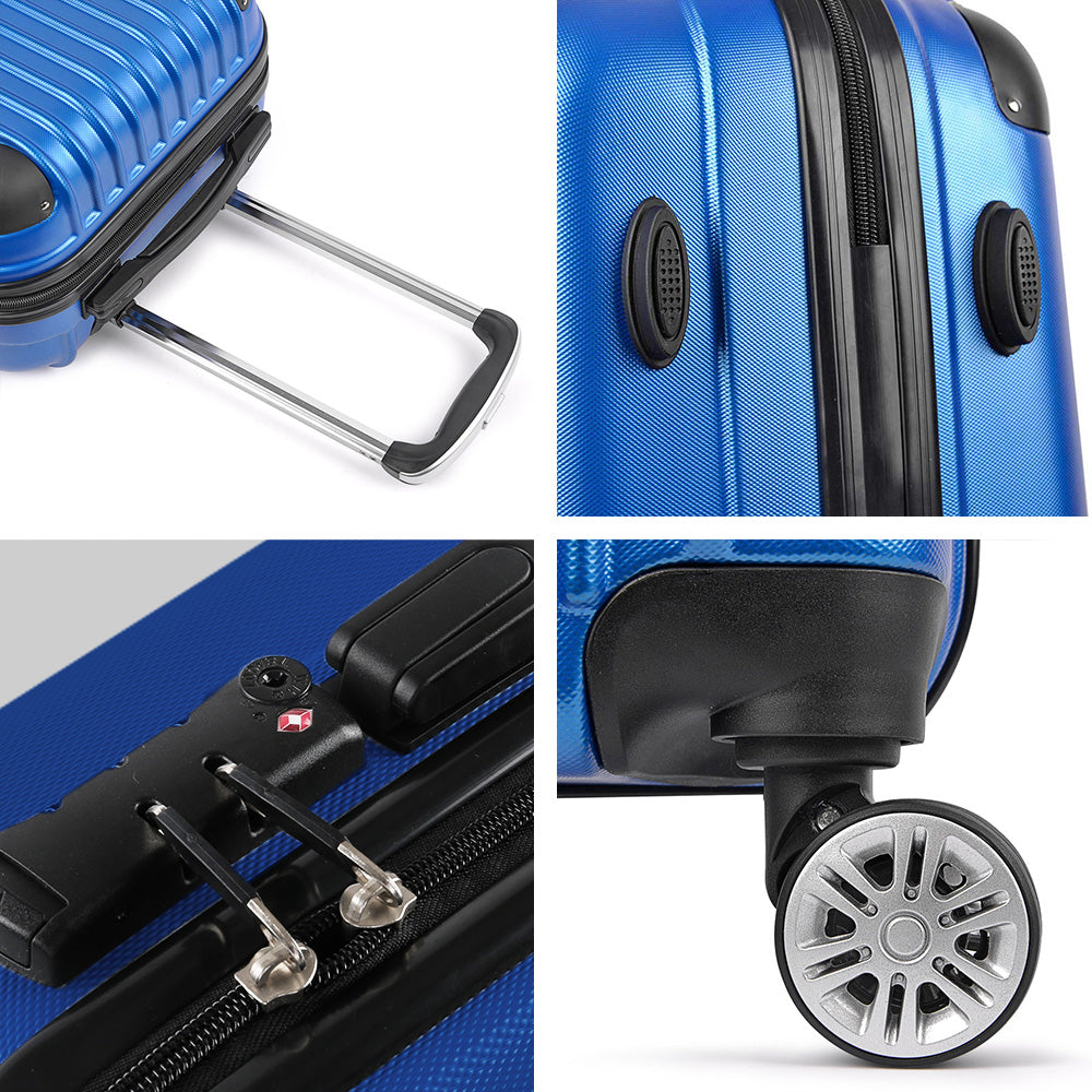 Wanderlite 3 Set Luggage 20-24-28 Inch with TSA Lock Spinner Hard Shell Travel Suitcase Luggage Organiser Case Blue.