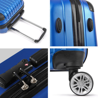 Wanderlite 3 Set Luggage 20-24-28 Inch with TSA Lock Spinner Hard Shell Travel Suitcase Luggage Organiser Case Blue.