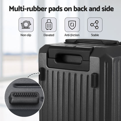 Wanderlite 20" Trunk Luggage Suitcase Travel Carry On TSA Lock Black