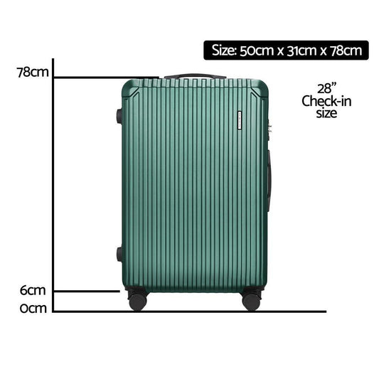 Wanderlite 28'' Luggage Travel Suitcase Set TSA Carry On Hard Case Green.
