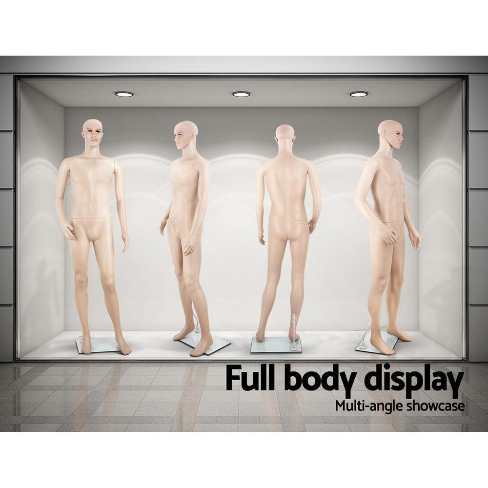 186cm Tall Full Body Male Mannequin - Skin Coloured.