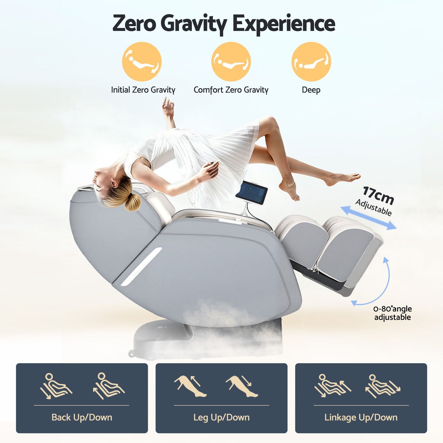 Livemor 4D Massage Chair Recliner - Full Body SL-Track Zero Gravity with AI Body Scan, Deep Tissue Electric Massager with Heat, 12 Auto Programs, LCD Touchscreen & Bluetooth, Grey