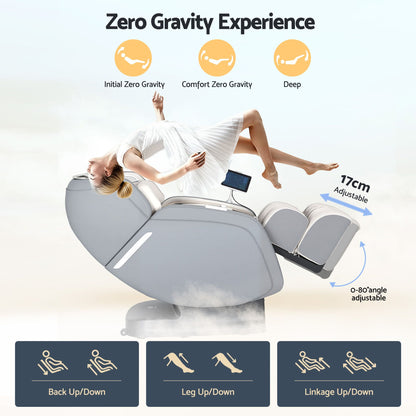 Livemor 4D Massage Chair Recliner - Full Body SL-Track Zero Gravity with AI Body Scan, Deep Tissue Electric Massager with Heat, 12 Auto Programs, LCD Touchscreen & Bluetooth, Grey