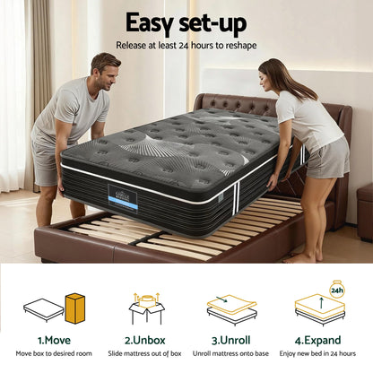 Giselle Bedding Single Mattress 35cm Euro Top with Graphene Cooling Comfort Medium Firm