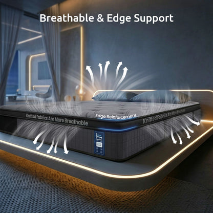 Levitex 33 cm Mattress 8.0 Extra Firm 7-Zone Pocket Spring Mattress with Dual-Row Edge Support & Breathable Knit Cover King