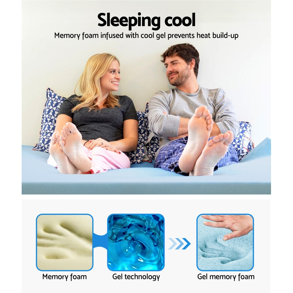 Giselle Bedding Memory Foam Mattress Topper Cool Gel 8cm Queen.