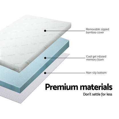 Giselle Bedding Memory Foam Mattress Topper Cool Gel 8cm Queen.