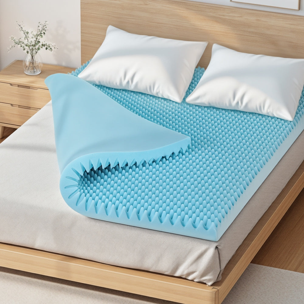 Giselle 8cm Memory Foam Mattress Topper Gel Egg Crate Foam Bamboo Queen