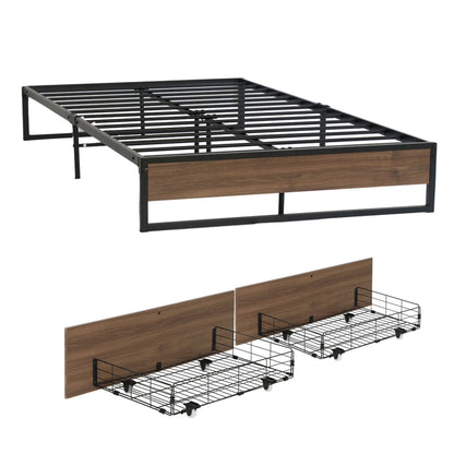 Artiss Bed Frame Metal Frame Queen Size Bed Base 2 Drawers OSLO