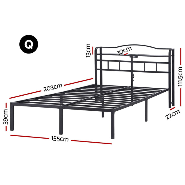 Artiss Bed Frame Queen Size with Charging Station WAVE Main Image