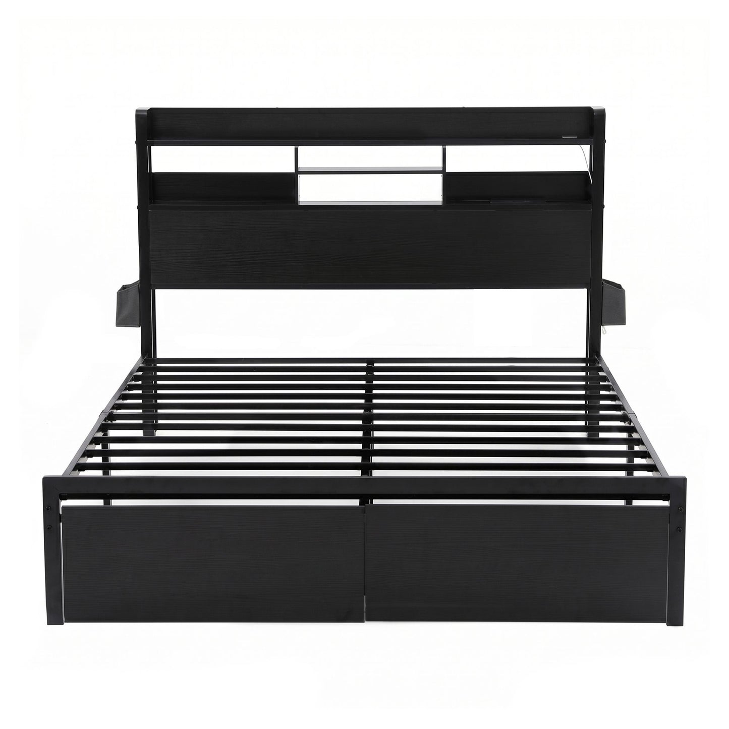 Artiss Bed Frame King with Charging Station Storage Organizer Drawers LED ZAC