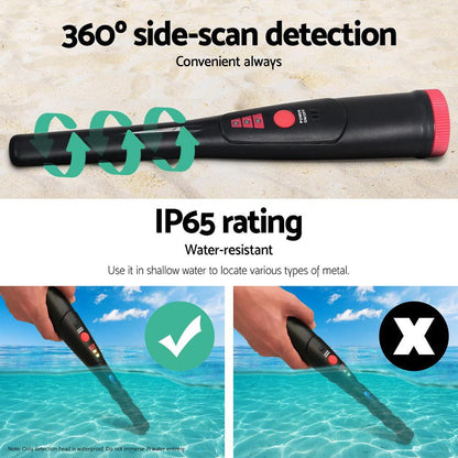Metal Detector 40MM Sensitive Handheld Pinpointer Waterproof Automatic Hunter Black.