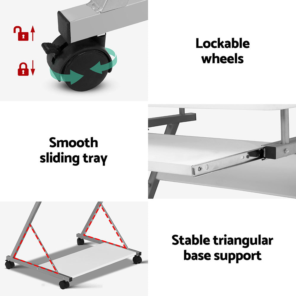 Artiss Computer Desk Keyboard Tray Shelf White 60CM.