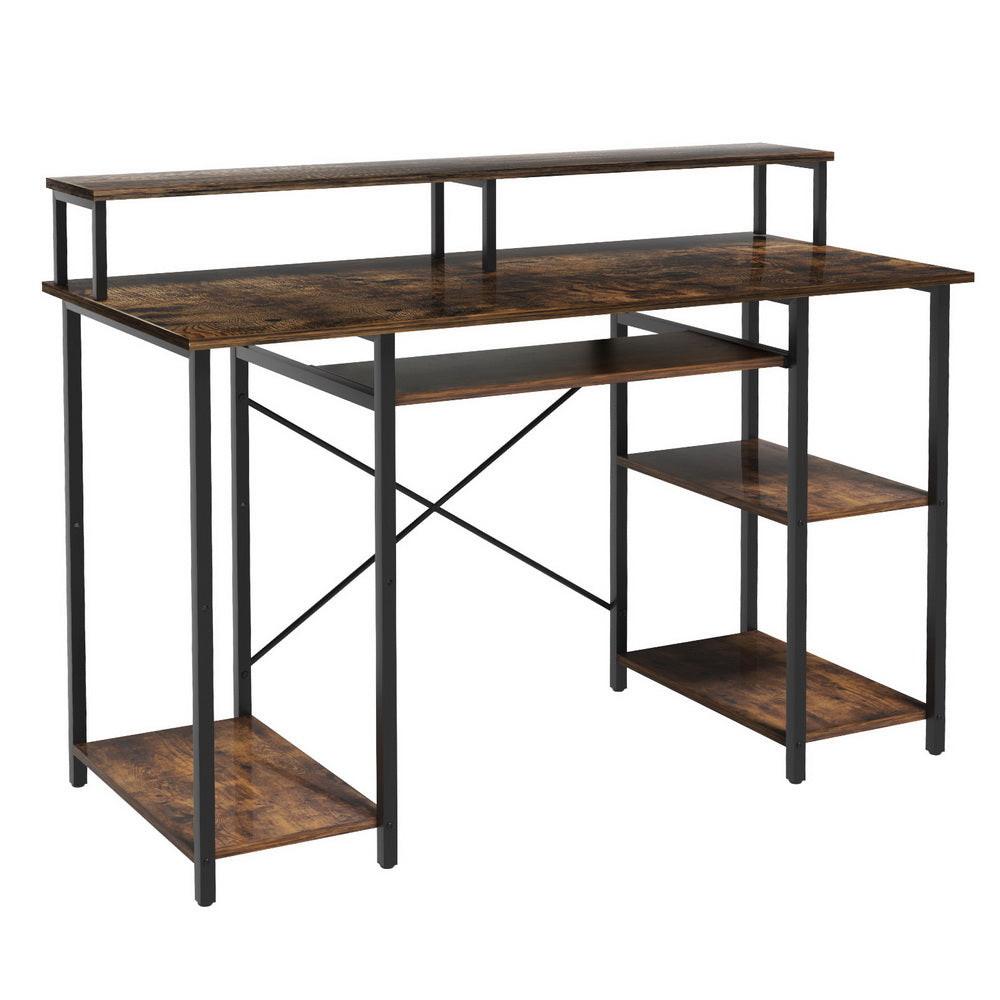 Artiss Computer Desk Laptop Desks Home Office Study Table Open Shelf Brown 120CM.