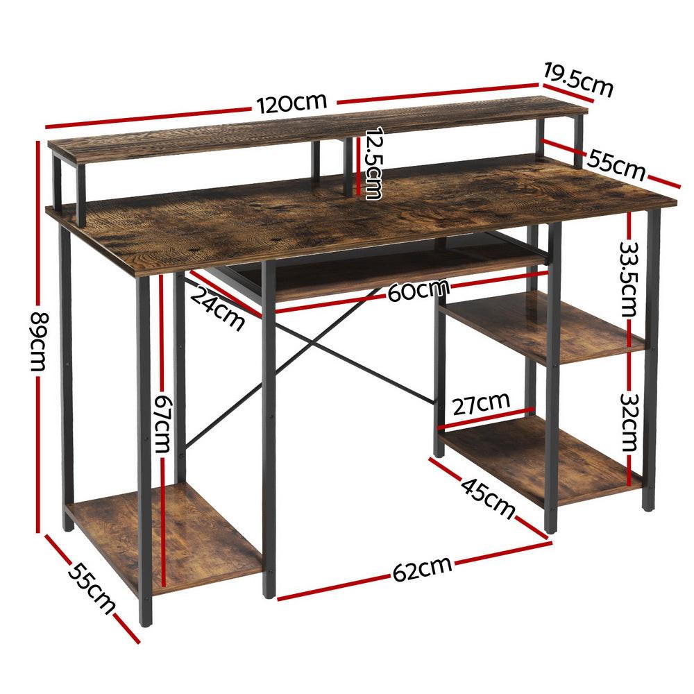 Artiss Computer Desk Laptop Desks Home Office Study Table Open Shelf Brown 120CM.