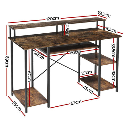 Artiss Computer Desk Laptop Desks Home Office Study Table Open Shelf Brown 120CM.