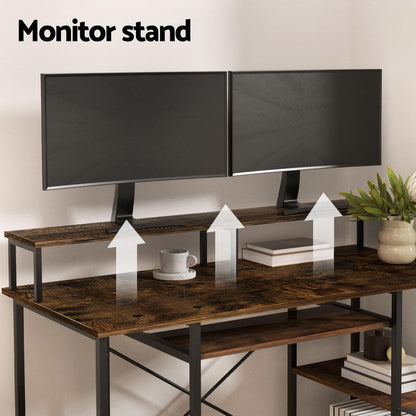 Artiss Computer Desk Laptop Desks Home Office Study Table Open Shelf Brown 120CM.