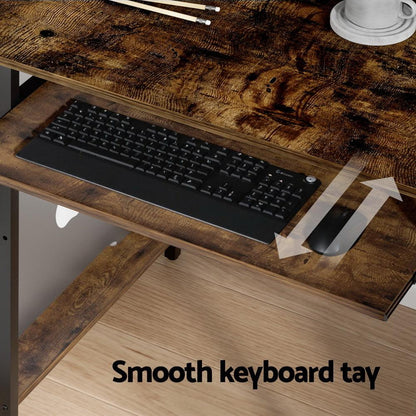 Artiss Computer Desk Laptop Desks Home Office Study Table Open Shelf Brown 120CM.