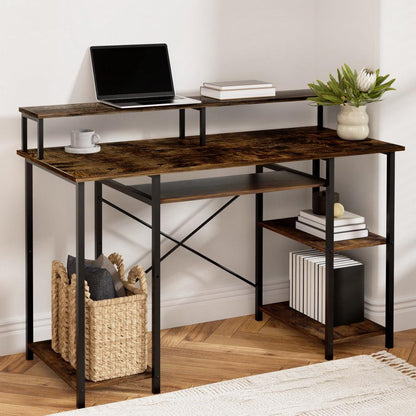 Artiss Computer Desk Laptop Desks Home Office Study Table Open Shelf Brown 120CM.