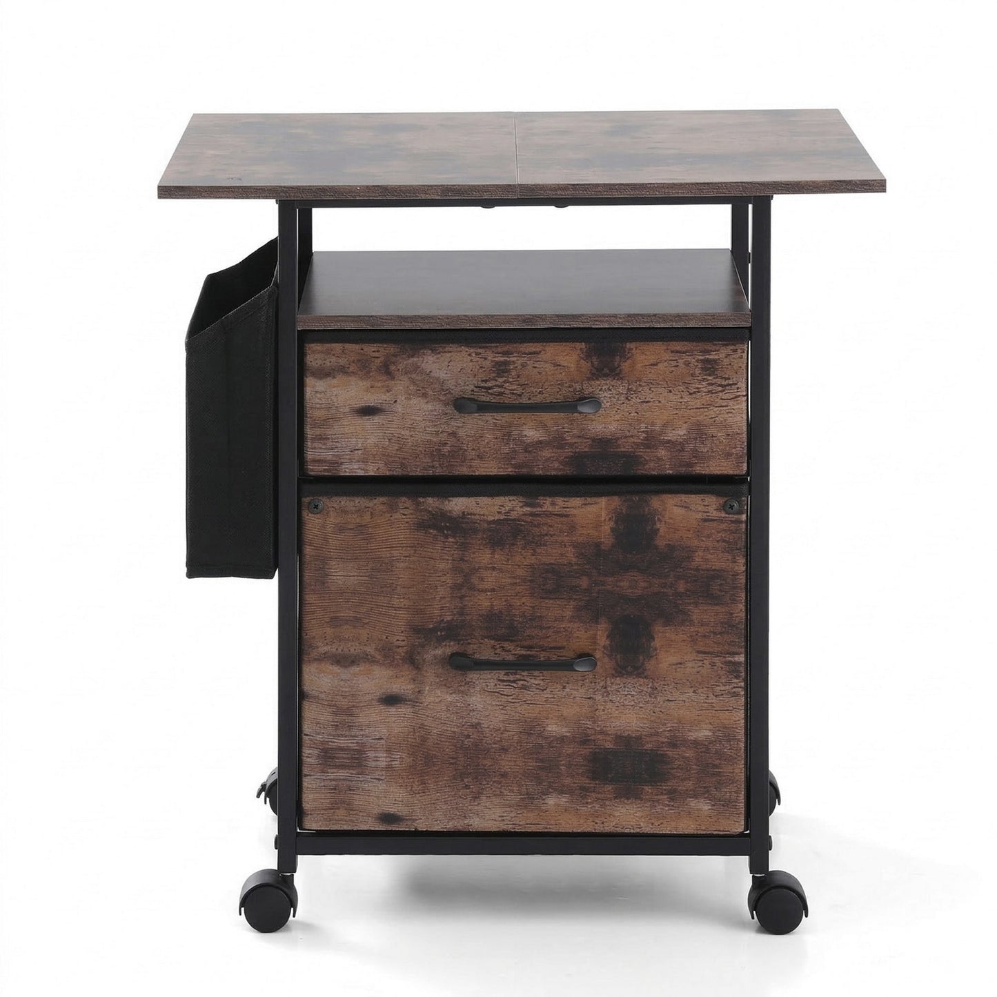 Artiss 2 Fabric Drawer File Cabinet Printer Stand Rolling File Cabinet with Side Bag