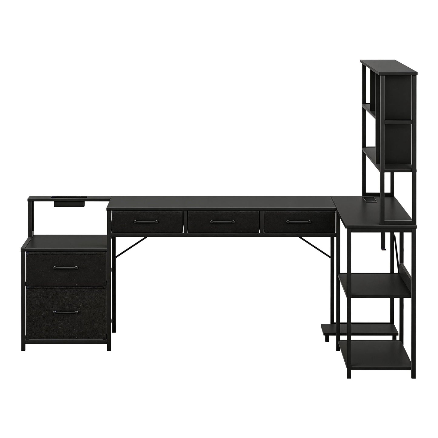 Artiss 140cm L Shaped Gaming Desk Computer Desk with LED Lights & Power Outlets