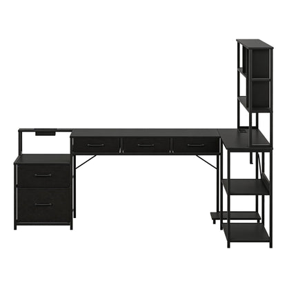 Artiss 140cm L Shaped Gaming Desk Computer Desk with LED Lights & Power Outlets