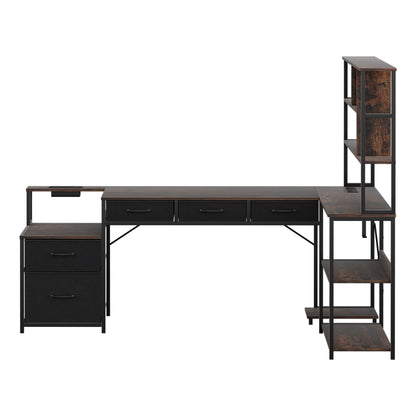 Artiss 140cm L Shaped Gaming Desk Computer Desk with LED Lights & Power Outlets