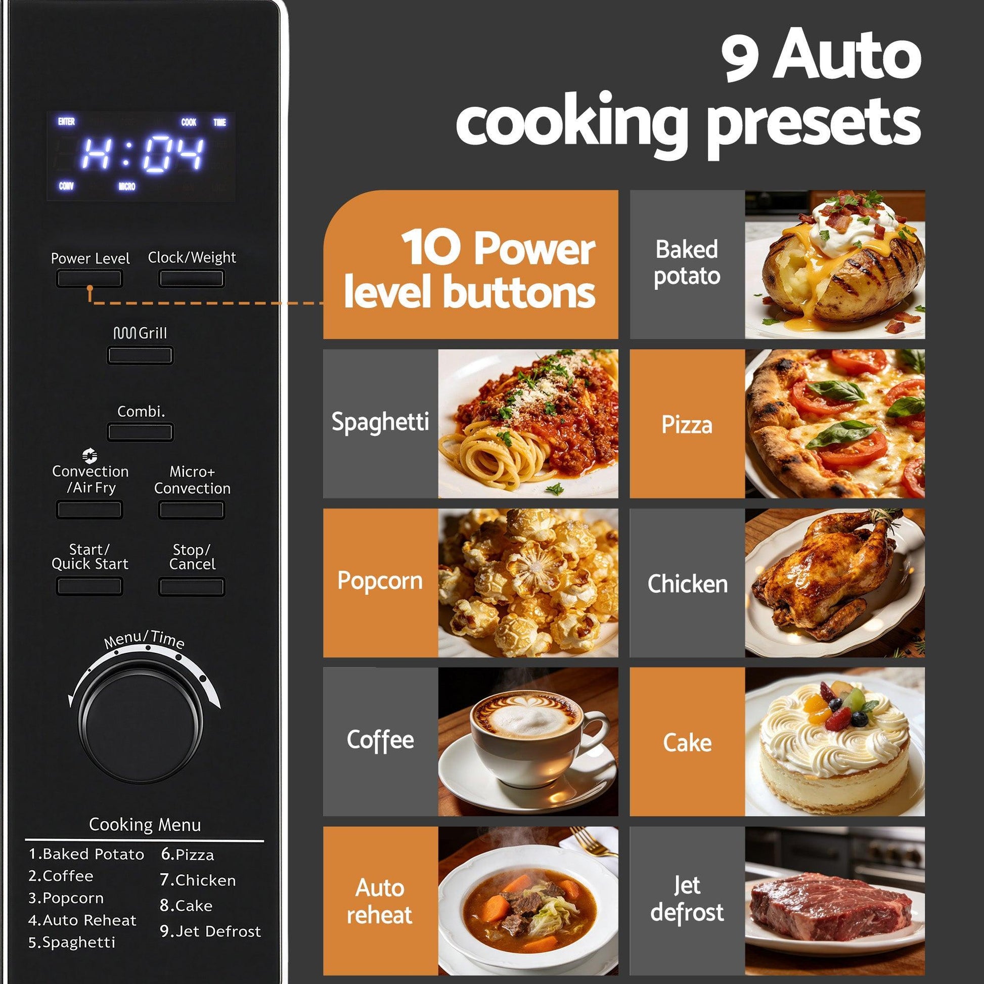 Devanti 30L Microwave Oven 4-IN-1 Air Fryer Convection Grill.