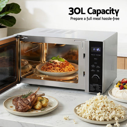 Devanti 30L Microwave Oven 4-IN-1 Air Fryer Convection Grill.