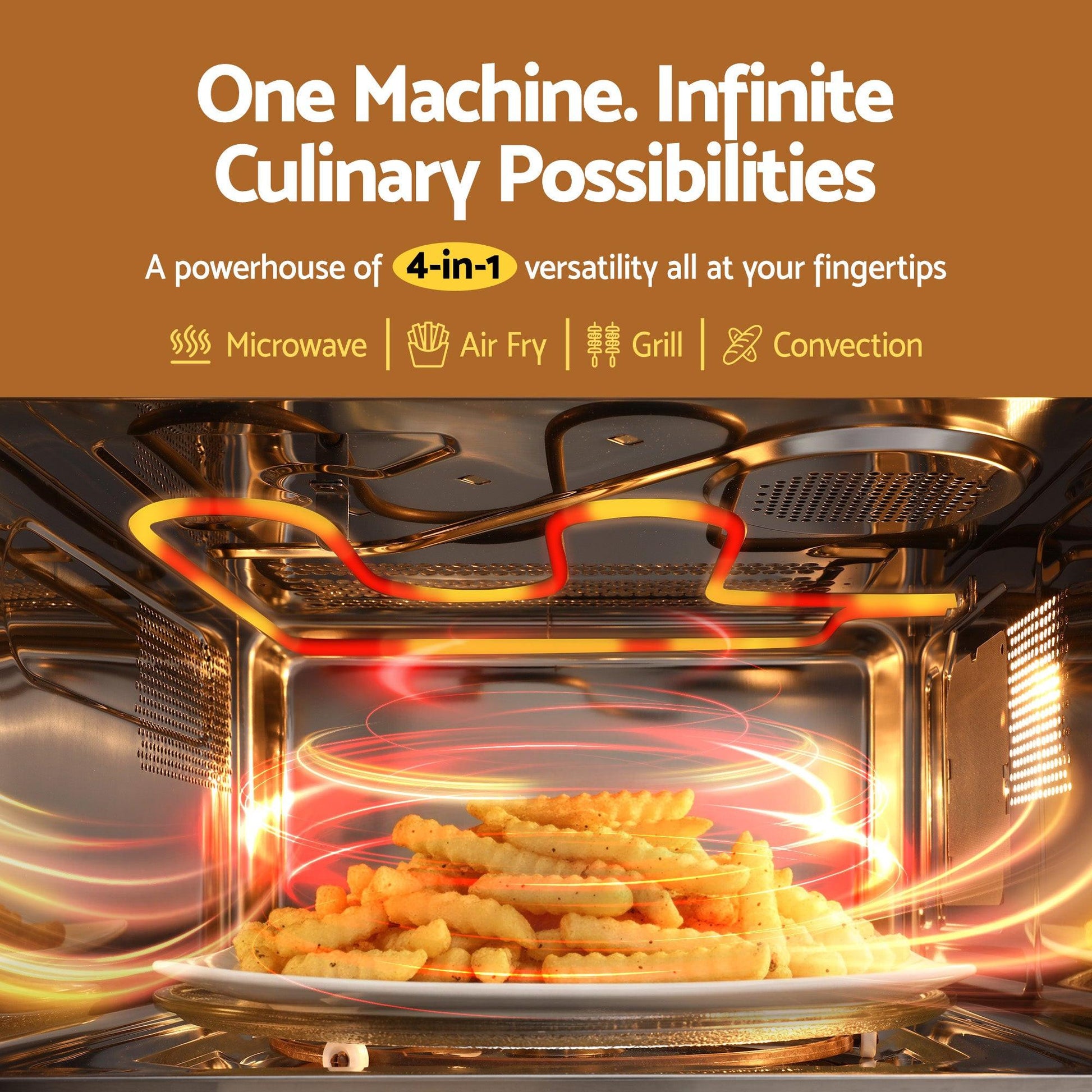 Devanti 30L Microwave Oven 4-IN-1 Air Fryer Convection Grill.