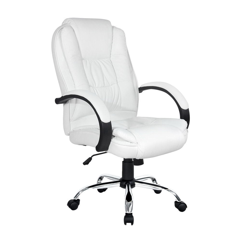 Artiss Executive Office Chair Leather Tilt White.