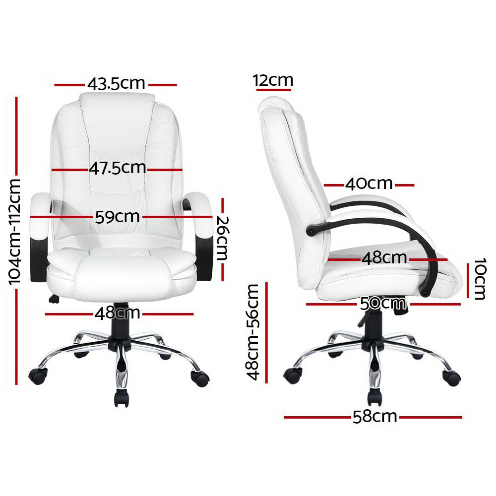 Artiss Executive Office Chair Leather Tilt White.