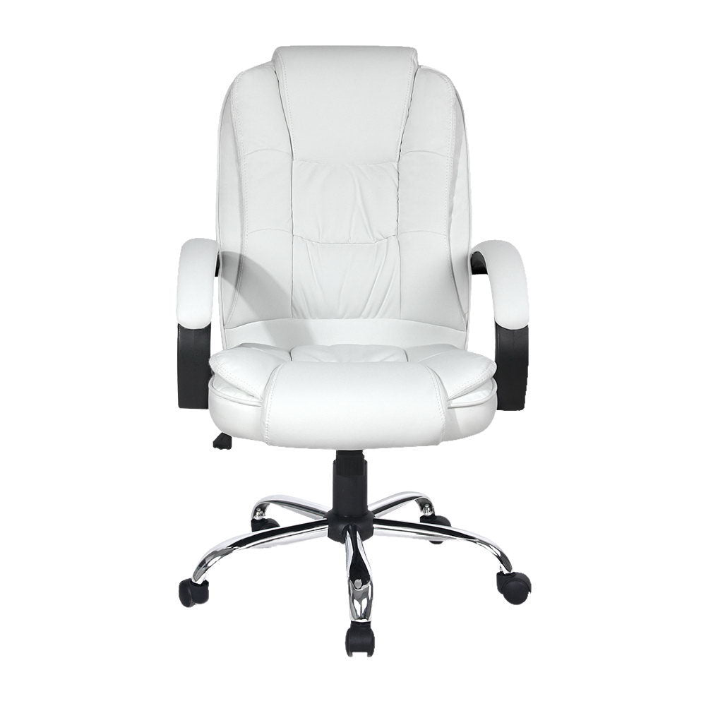 Artiss Executive Office Chair Leather Tilt White.