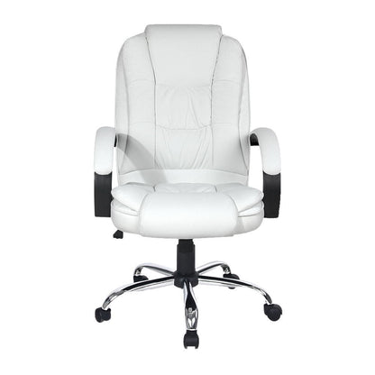 Artiss Executive Office Chair Leather Tilt White.