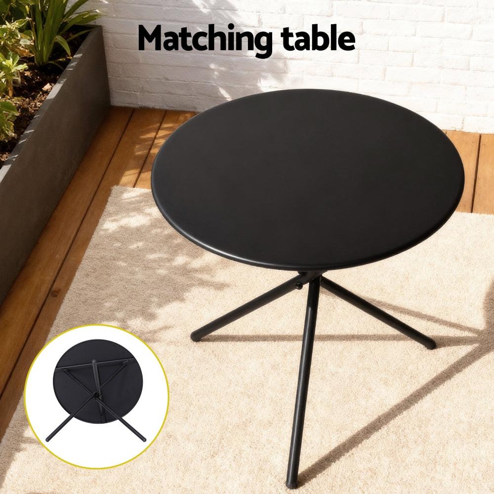 Gardeon 3PC Outdoor Bistro Set Table and Chairs Steel Dining Chair Patio Furniture Textilene.