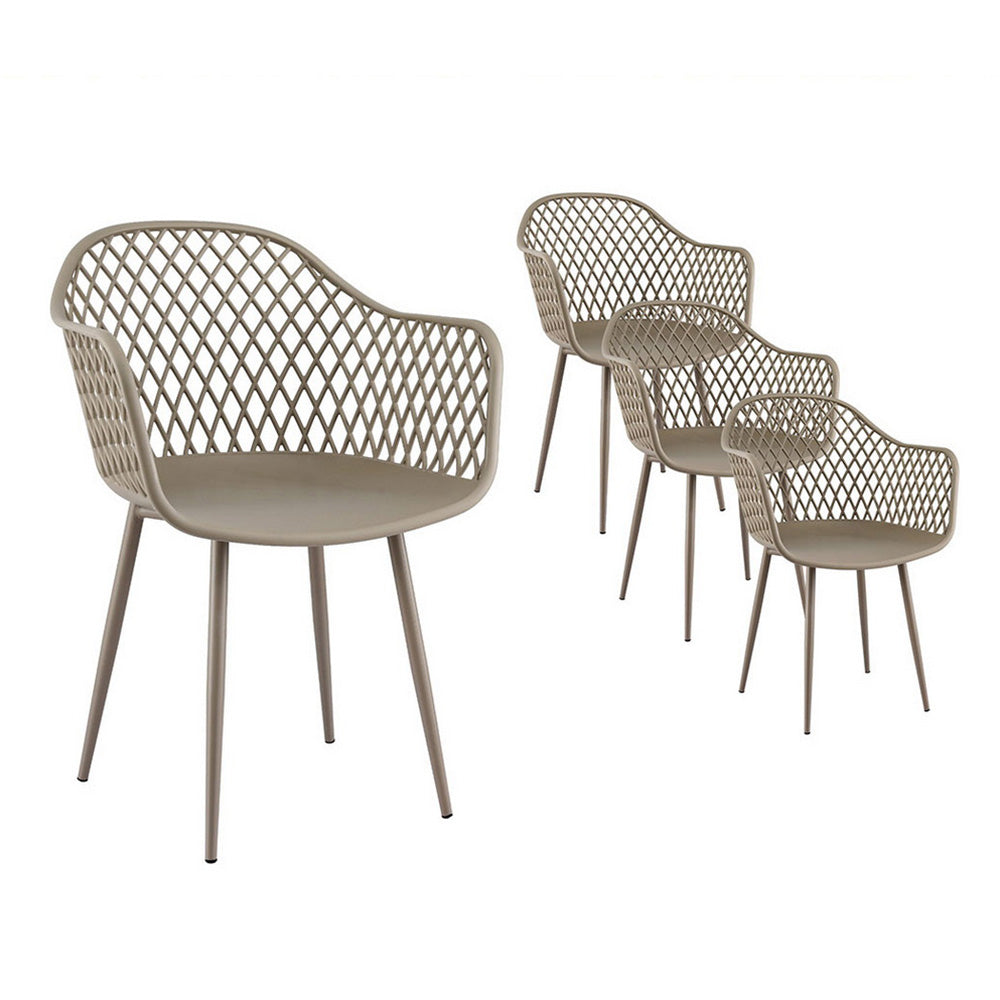 Gardeon 4PC Outdoor Dining Chairs PP Lounge Chair Patio Furniture Garden Coffee