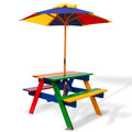 Keezi Kids Wooden Picnic Table Set with Umbrella.