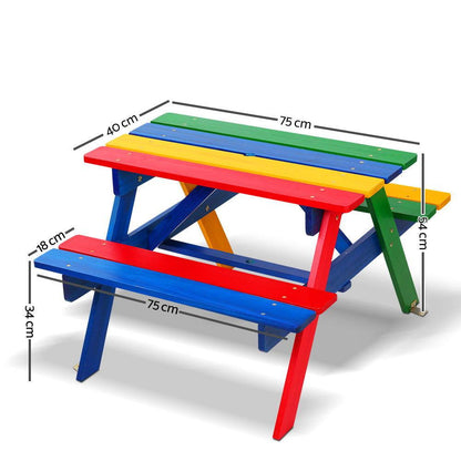 Keezi Kids Wooden Picnic Table Set with Umbrella.