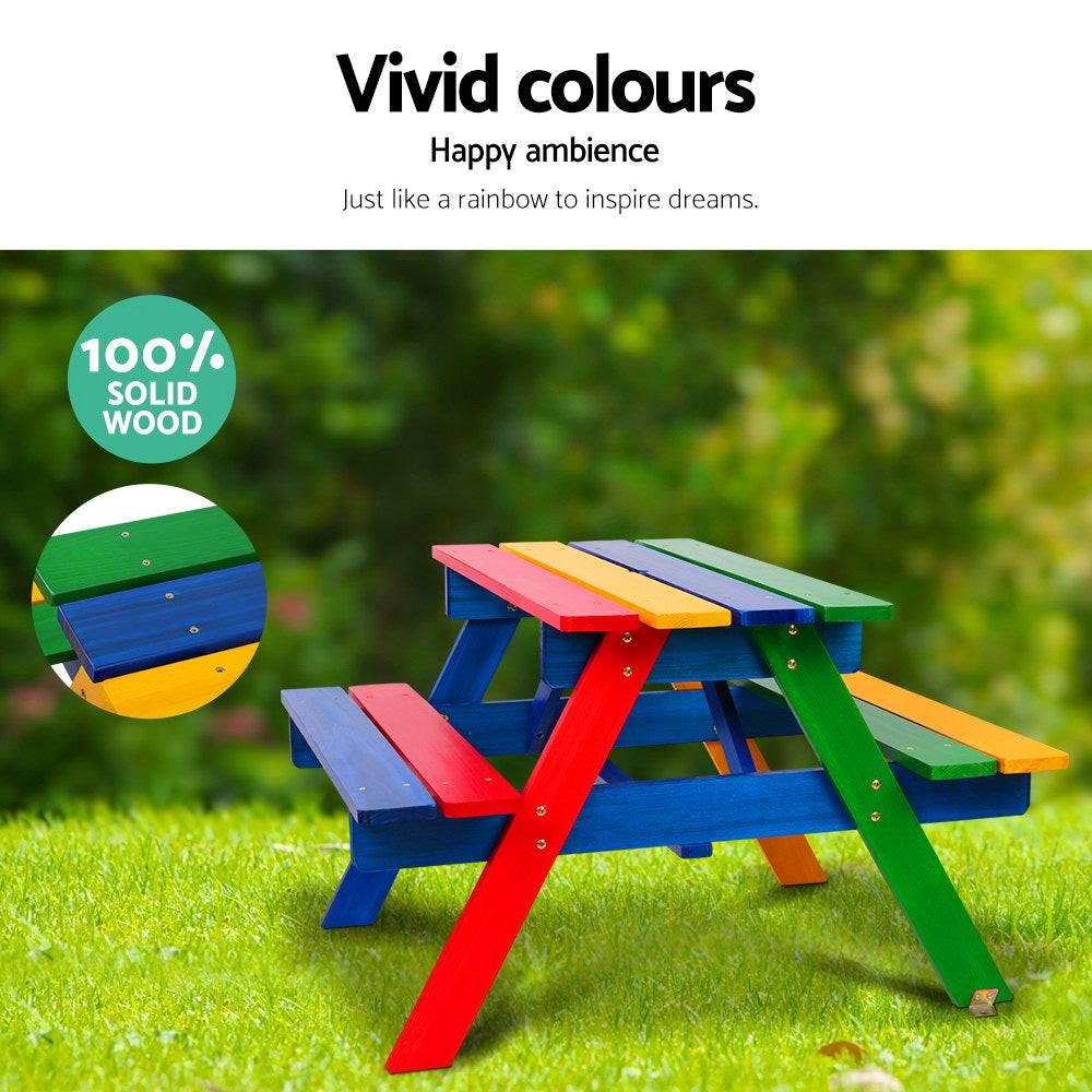 Keezi Kids Wooden Picnic Table Set with Umbrella.
