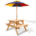 Keezi Kids Wooden Picnic Table Set with Umbrella.