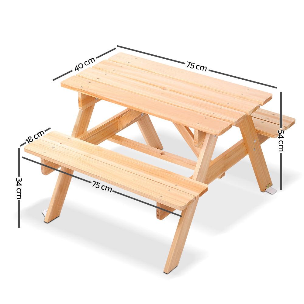 Keezi Kids Wooden Picnic Table Set with Umbrella.