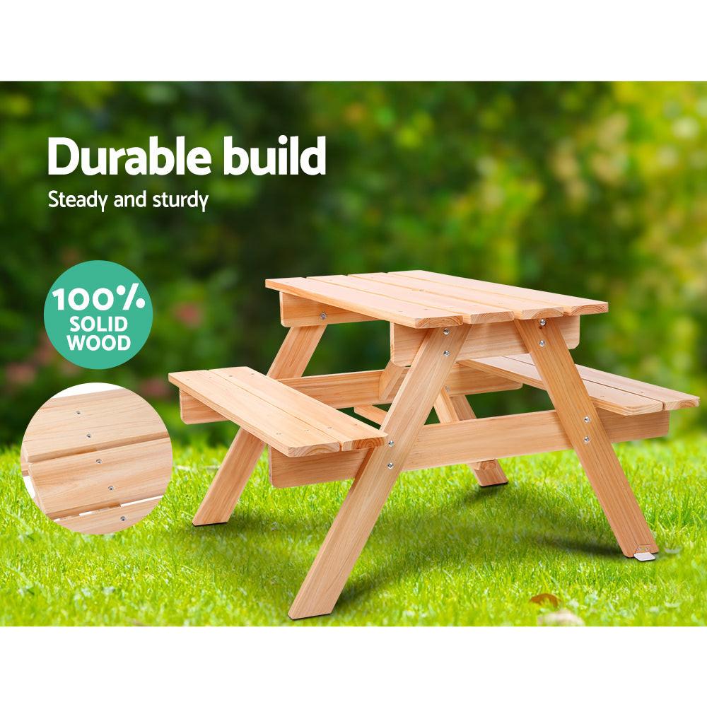 Keezi Kids Wooden Picnic Table Set with Umbrella.