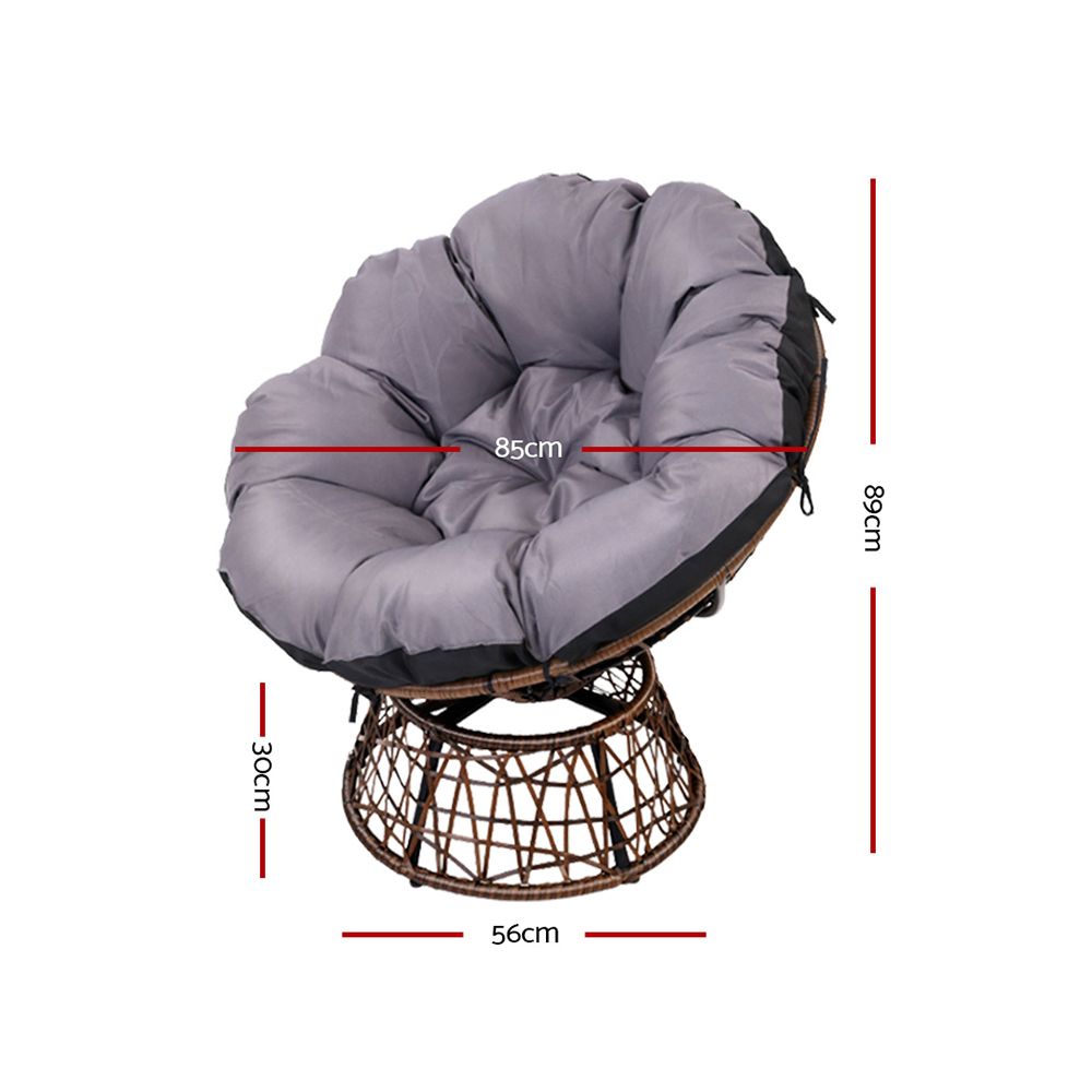Gardeon Outdoor Chairs Outdoor Furniture Papasan Chair Wicker Patio Garden Brown.