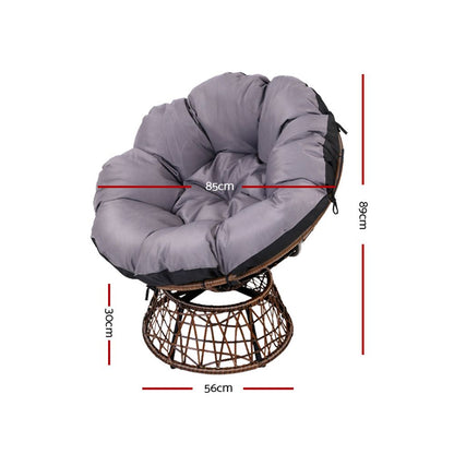 Gardeon Outdoor Chairs Outdoor Furniture Papasan Chair Wicker Patio Garden Brown.