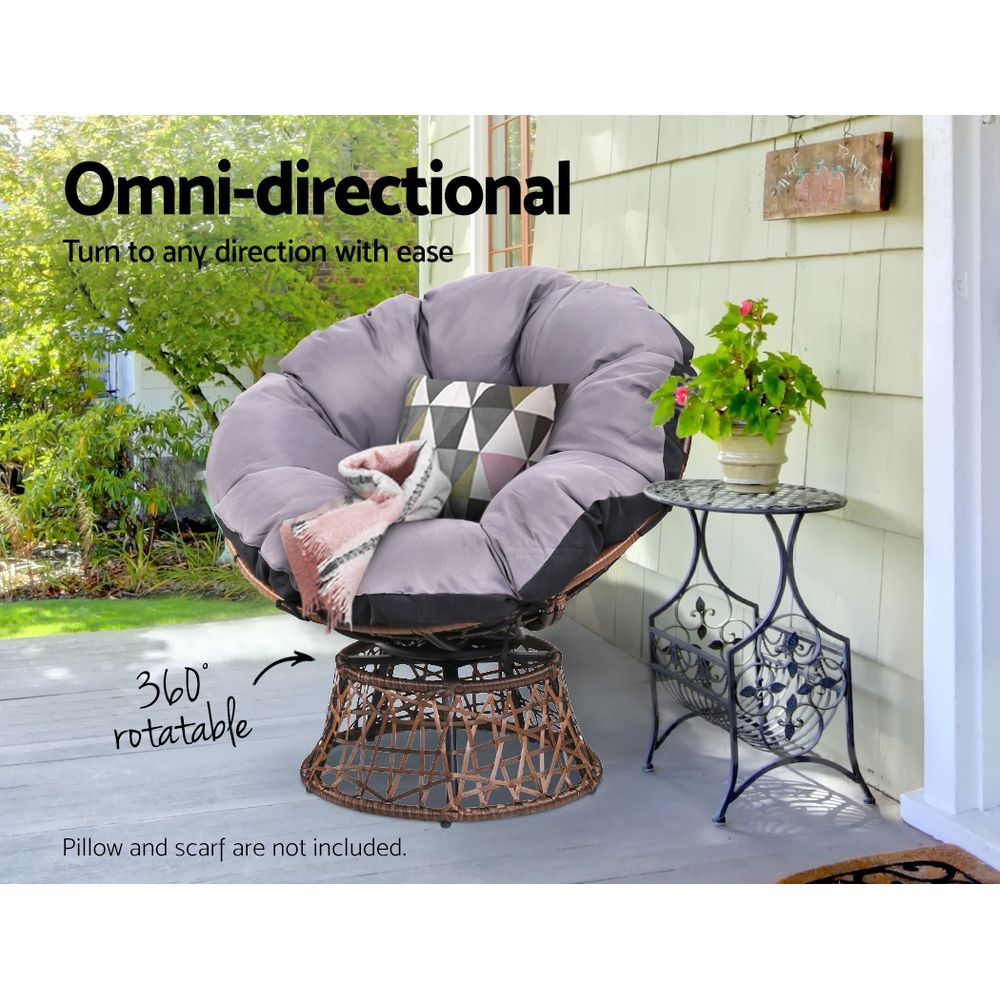 Gardeon Outdoor Chairs Outdoor Furniture Papasan Chair Wicker Patio Garden Brown.